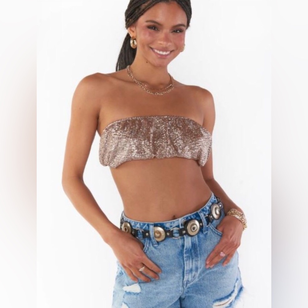 Show Me Your MuMu NWT Women’s Micro Tube Silver Confetti Rose Gold  Top Size‎ XS